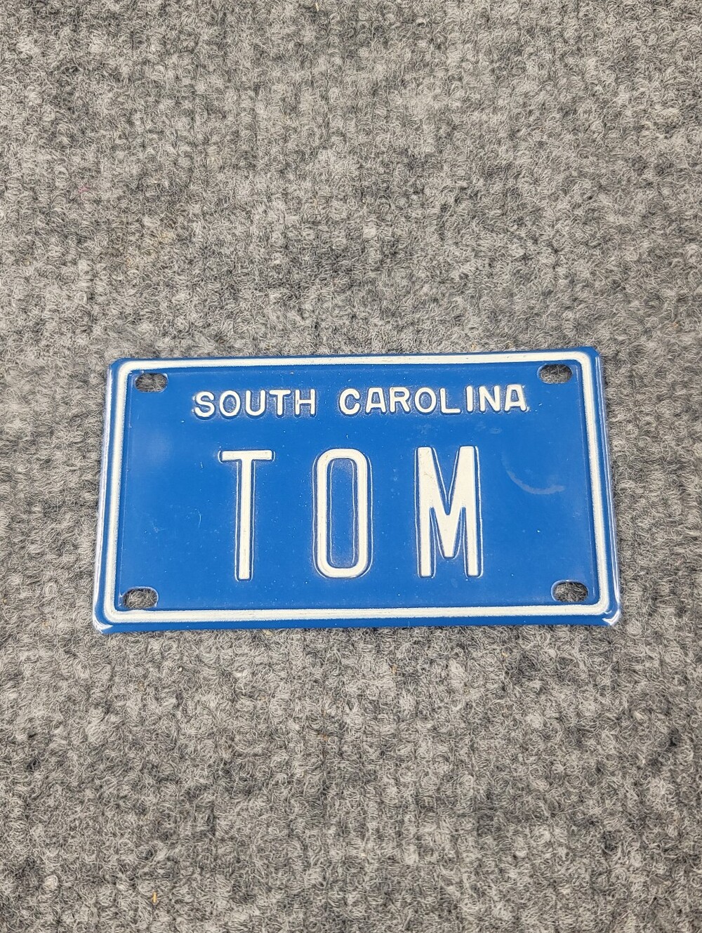 Vintage Rare Blue North Carolina Mini Bike Bicycle Vanity License Plate "Tom"